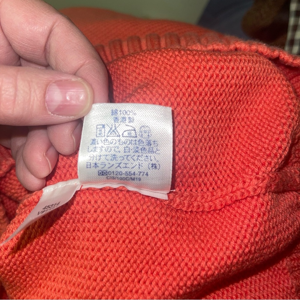 Lands' End Men’s Pullover Sweater Size Medium Orange/Coral - Picture 10 of 10